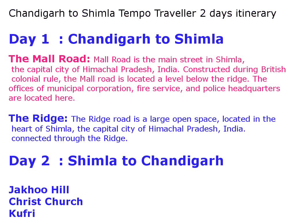 chandigarh to shimla 8 seater tempo traveller